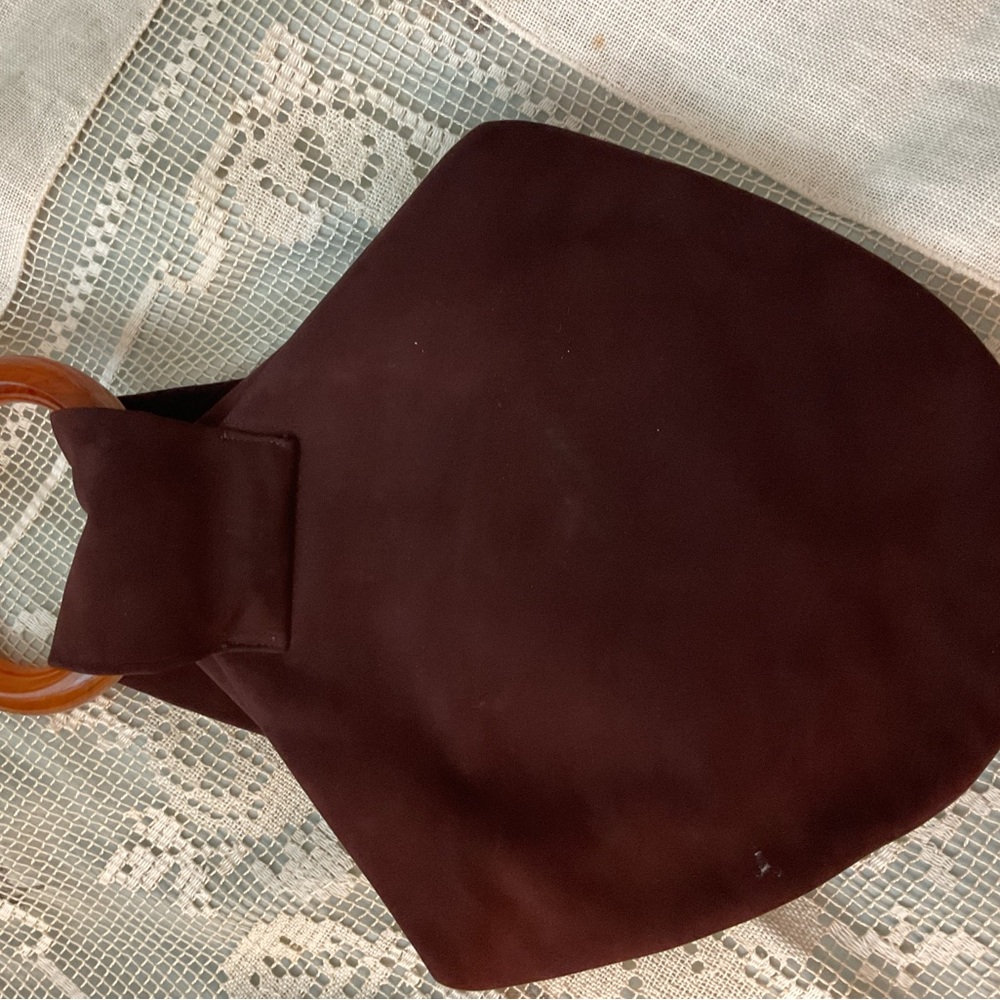 Lewis Vintage Brown Suede Handbag from the 1940s and 1950s era - Picture 6 of 8